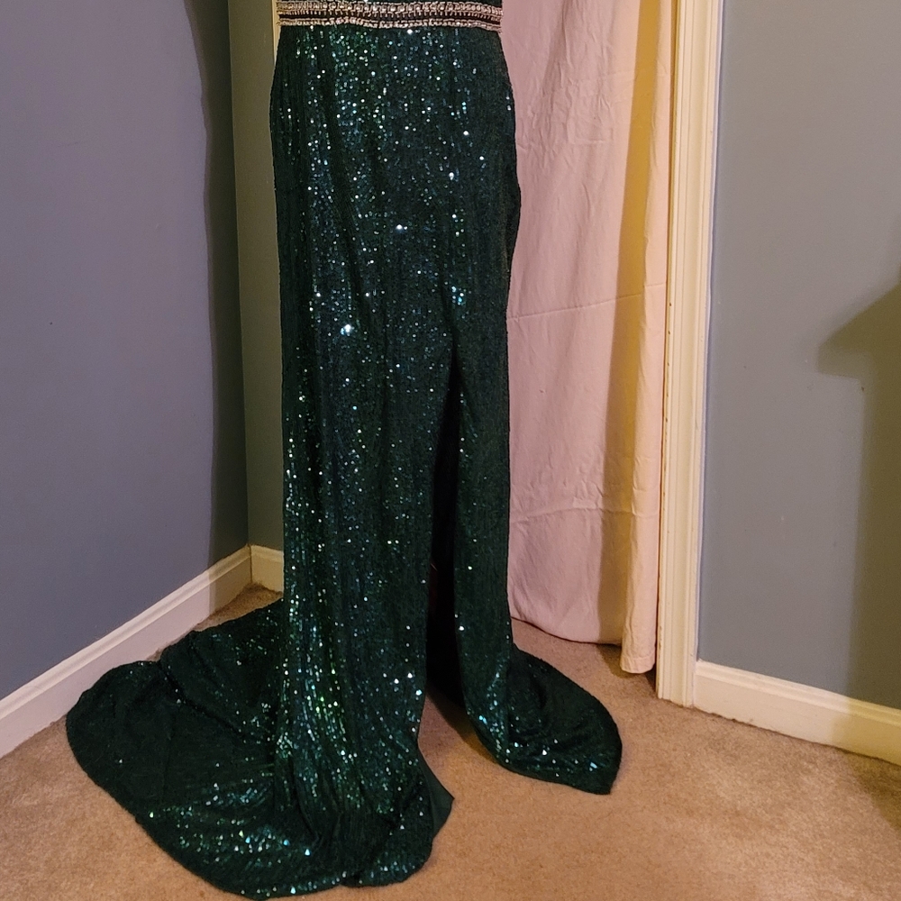 Sequined and beaded formal gown - Picture 7 of 8